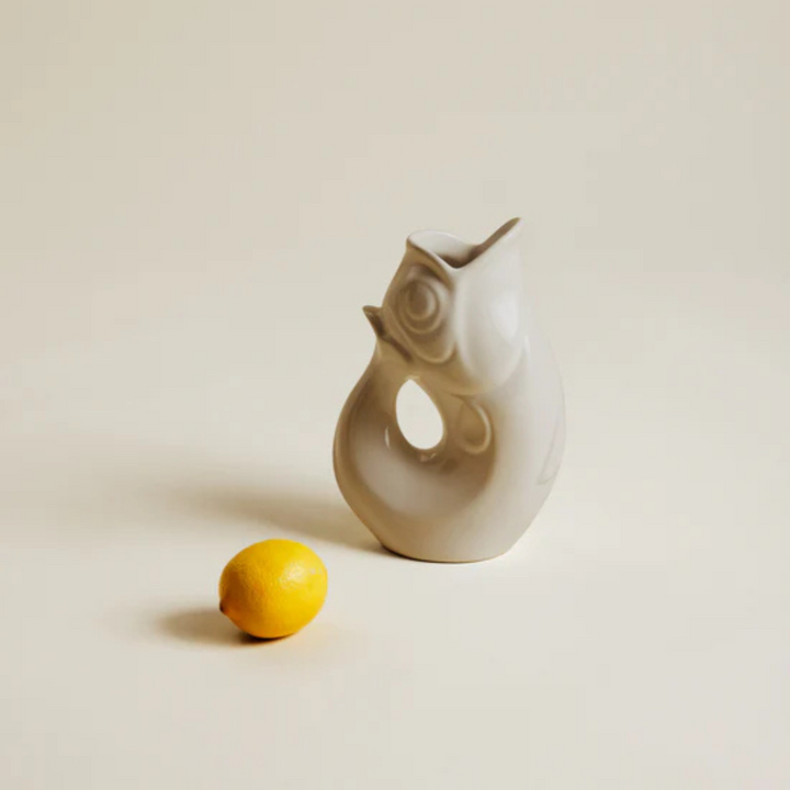 Pichet vase Glouglou Charolles 1844 finition Dune brillant design poisson faïence artisanale