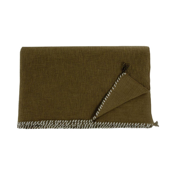 Plaid 140x220cm en Coton flammé Kaki - Bed and Philosophy - Maison Archibald