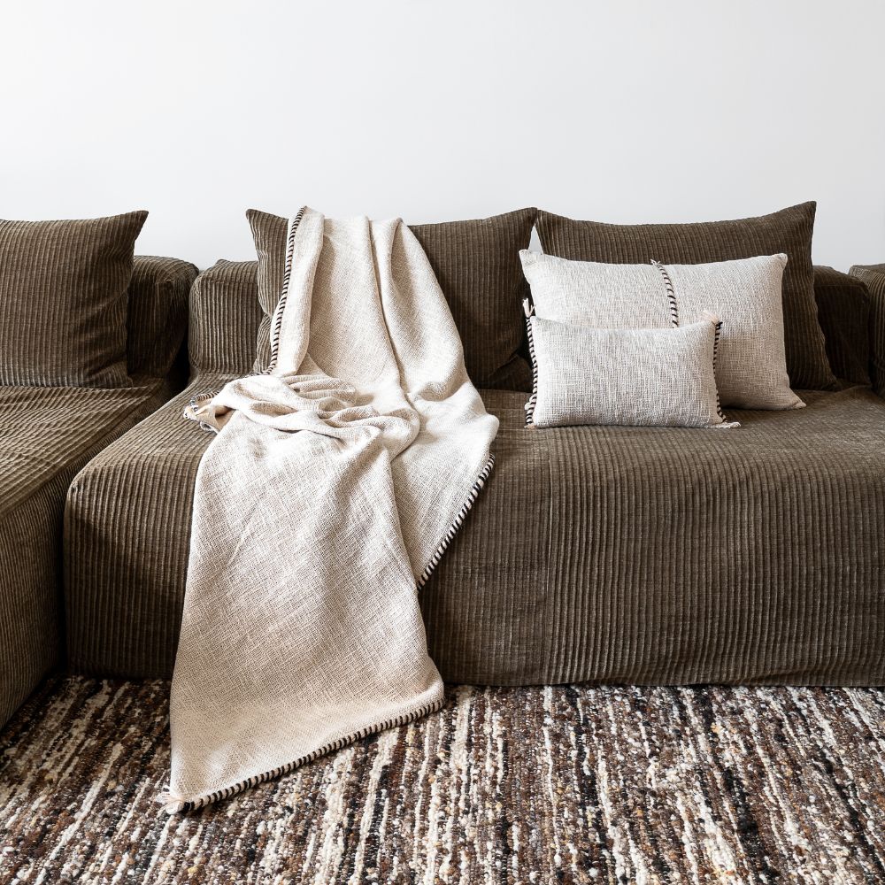 Plaid 140x220cm en Coton flammé Naturel - Bed and Philosophy