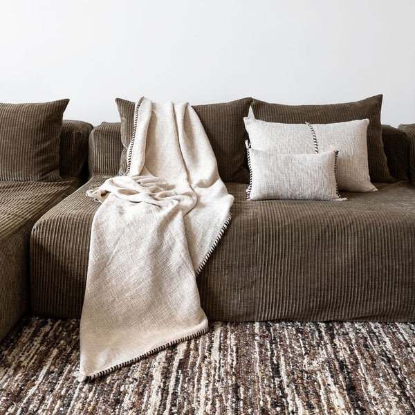 Coussin El Nino 25x40cm en Coton flammé Coloris Naturel - Bed and Philosophy - Maison Archibald