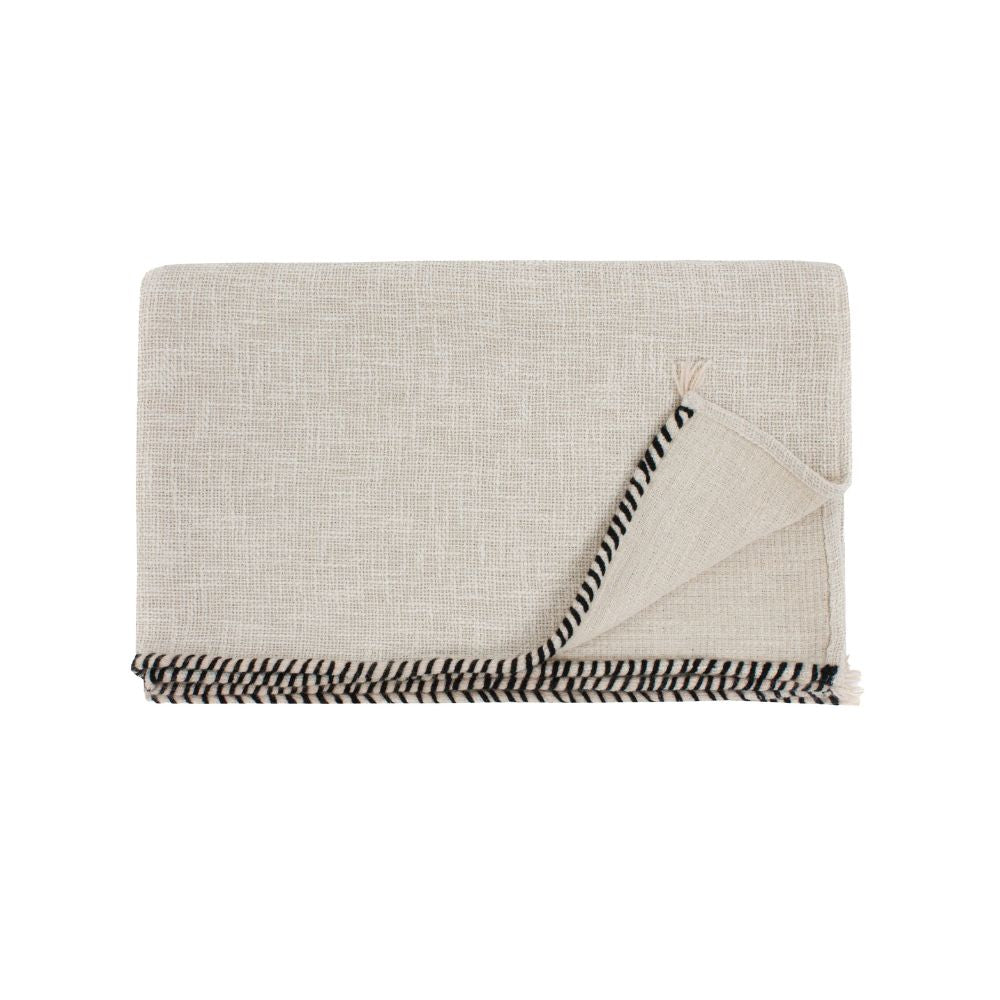 Plaid 140x220cm en Coton flammé Naturel - Bed and Philosophy