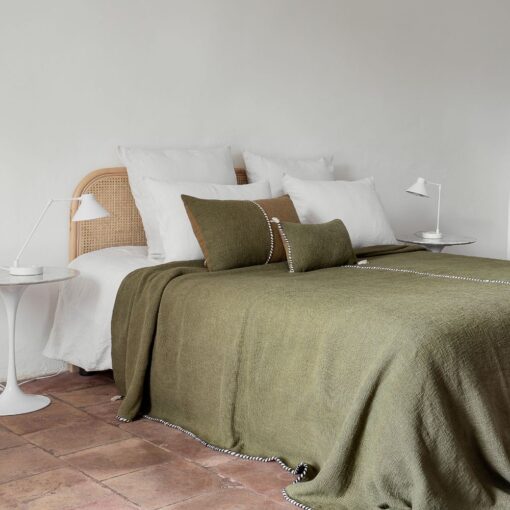 Couvre-Lit 250x250cm en Coton flammé Kaki - Bed and Philosophy