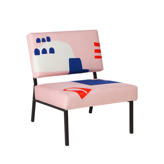 Fauteuil Babylone Pink Babel Brune rose suédine velours design rétro années 70
