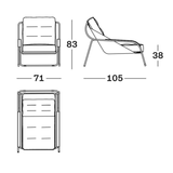 Profil latéral du fauteuil design Maggiolina tissu Zanotta