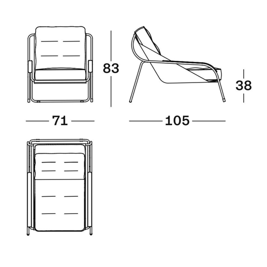 Profil latéral du fauteuil design Maggiolina tissu Zanotta