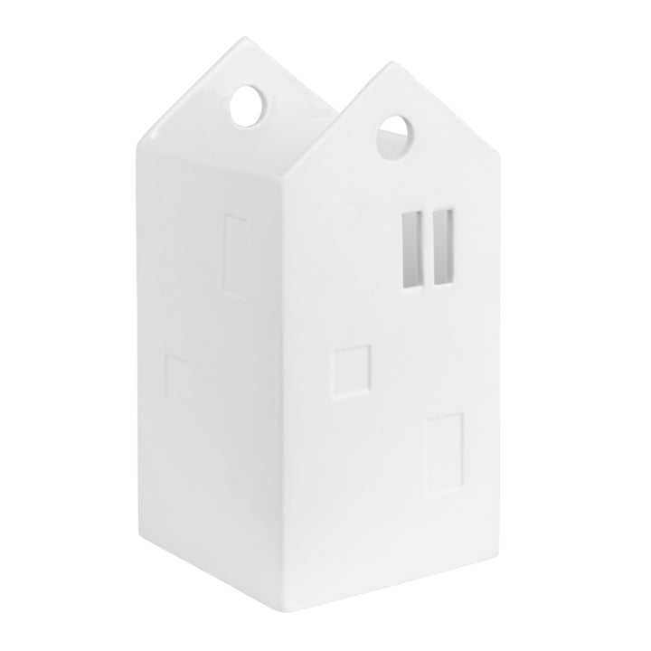 Grand vase immeuble Wohnhaus de Räder en porcelaine blanche mate avec ouvertures architecturales