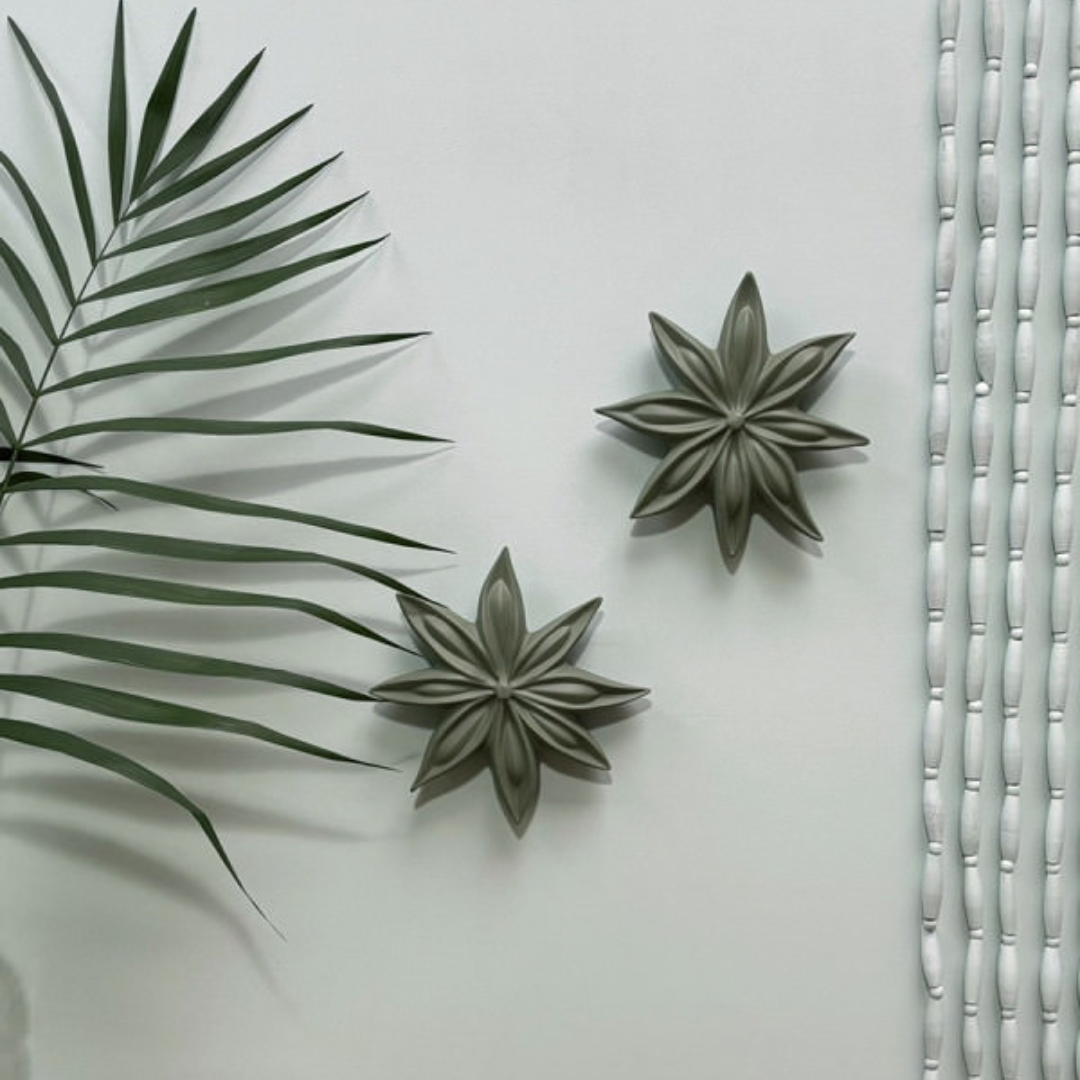 Fleur d'anis Janis Badiane en céramique Vert Provence de Monochromic, décoration murale 17cm