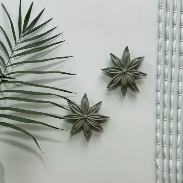Fleur d'anis Janis Badiane en céramique Vert Provence de Monochromic, décoration murale 17cm