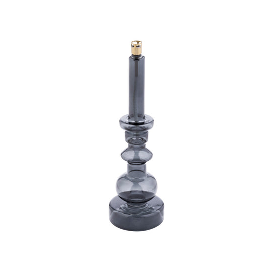 Lampe à huile Chandelier Peri Living en verre gris fumé avec support en laiton, design épuré