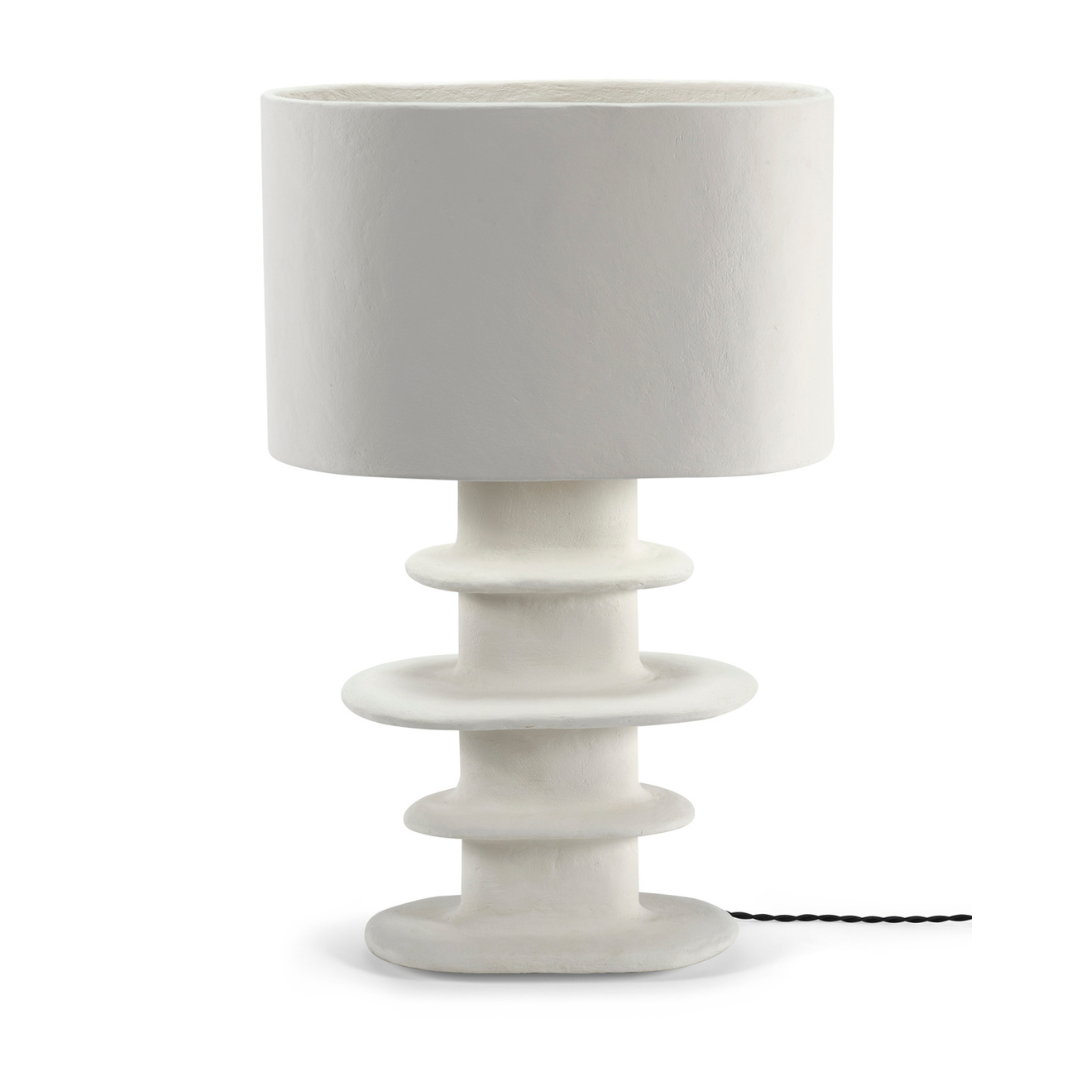 Geometric white papier-mâché Earth table lamp - Serax