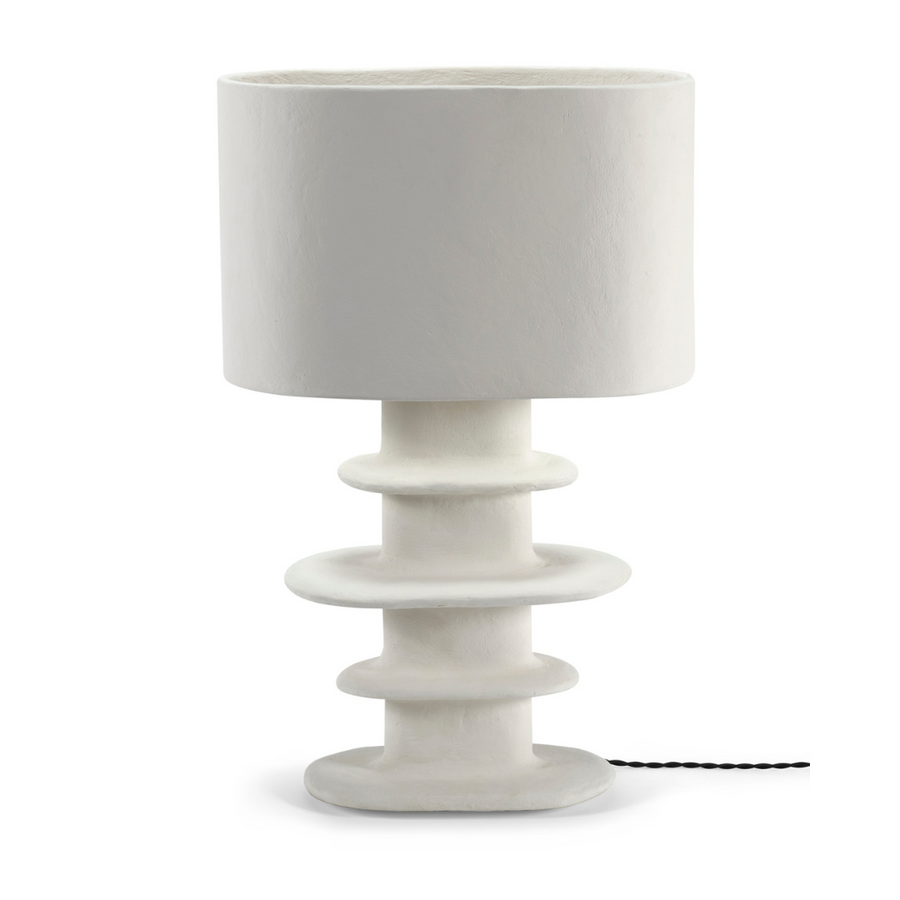 Geometric white papier-mâché Earth table lamp - Serax