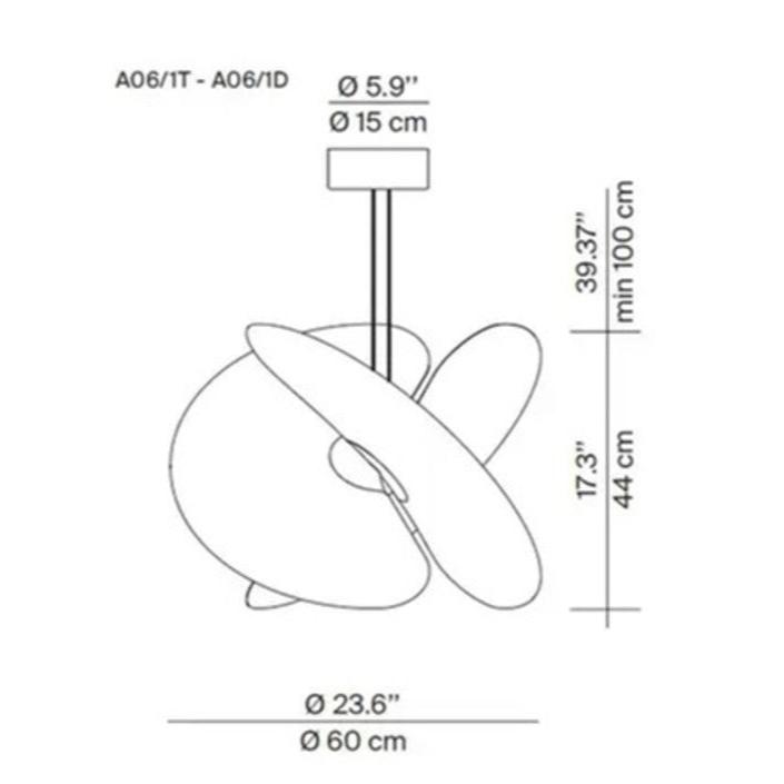 Détail rosace suspension Levante 15,5cm diamètre finition blanche cable 5m Luce Plan
