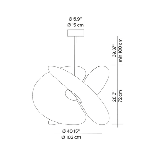 Luminaire Levante Luce Plan rosace 15,5cm câble 5m éclairage 2700K salon