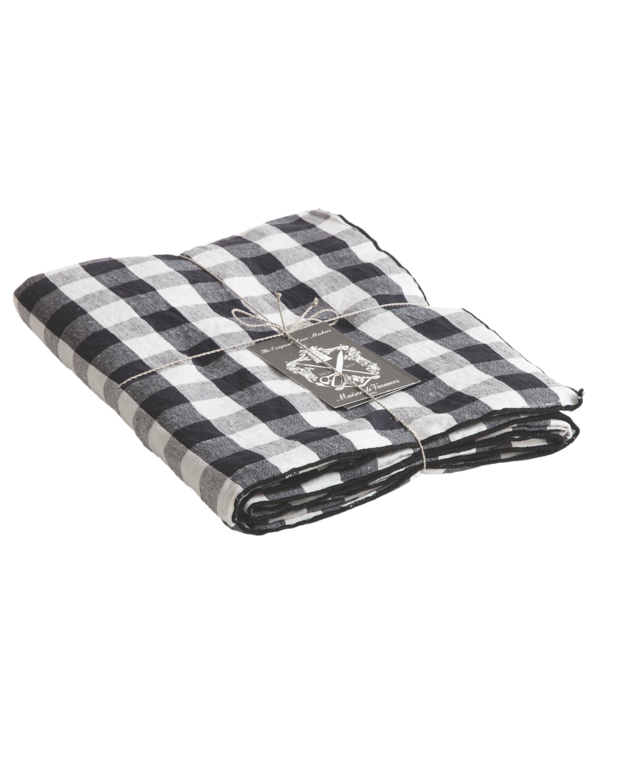 Nappe à carreaux Vichy noir et blanc 145x240cm Maison de Vacances pour table à manger