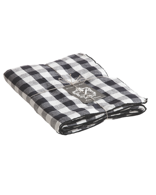 Nappe à carreaux Vichy noir et blanc 145x240cm Maison de Vacances pour table à manger