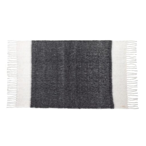 Plaid Vicky en laine bicolore noir et blanc avec finitions frangées Bed and Philosophy
