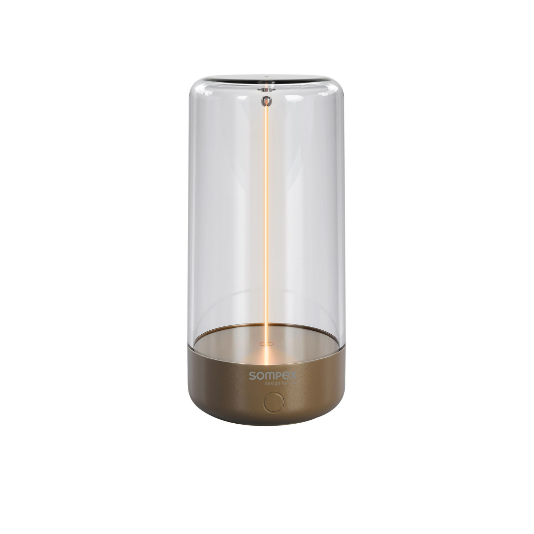 Lampe de table rechargeable Pulse Sompex en plastique doré, indice protection IP54, 14,5cm