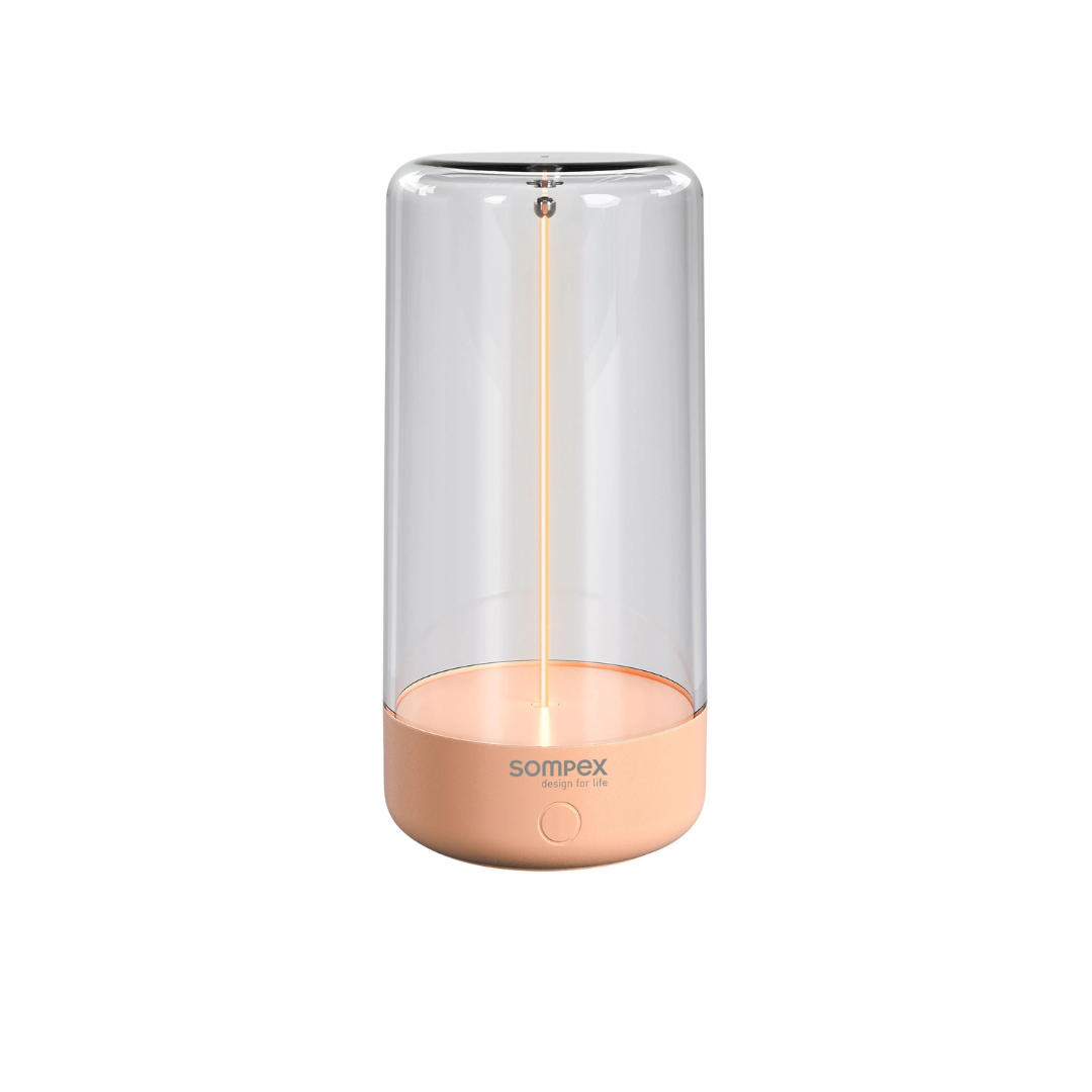 Lampe à poser Sompex Pulse abricot en plastique haute qualité avec technologie LED innovante et batterie rechargeable