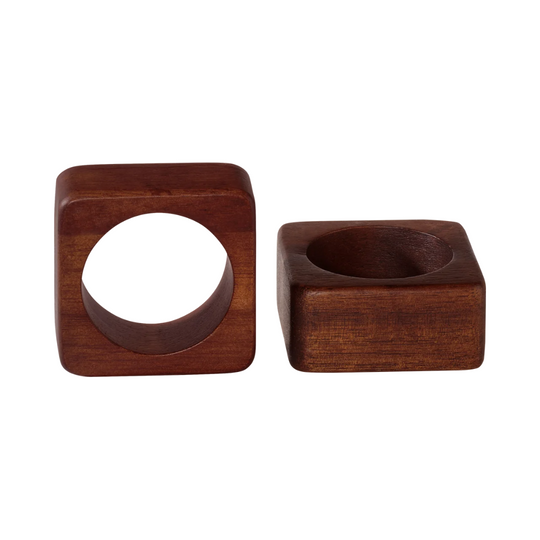 Lot de 2 ronds de serviettes carrés en bois massif naturel Wood Asa Sélection vue d'ensemble