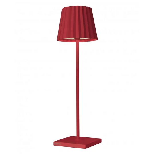 Lampe Troll 2.0 rouge Sompex avec abat-jour plissé aluminium noir design contemporain