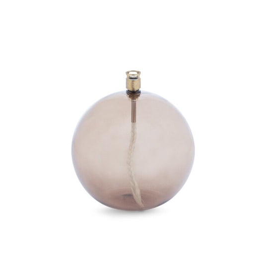 Lampe à huile ronde L Peri Living couleur laiton champagne avec mèche fibre de verre, design épuré moderne
