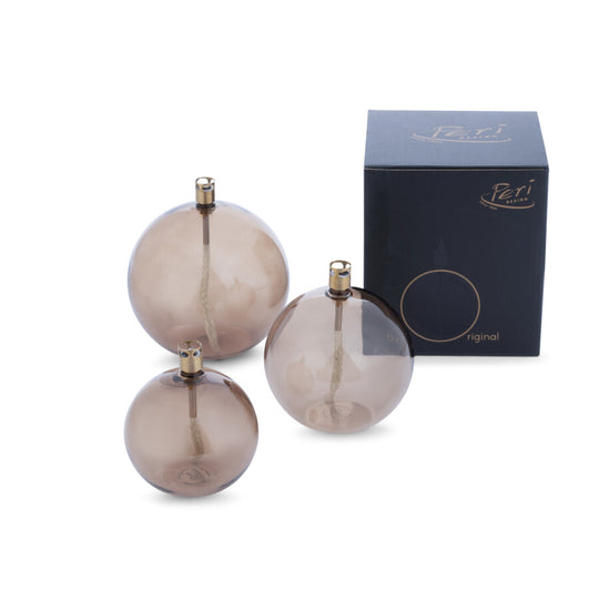 Lampe à huile décorative mèche fibre de verre teinte champagne