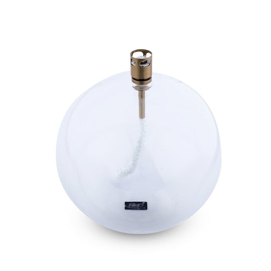 Lampe à huile ronde L en laiton transparent avec mèche fibre de verre Peri Living, design épuré
