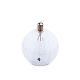 Lampe à huile ronde M Peri Living en laiton ciselé avec verre soufflé striée et mèche fibre de verre