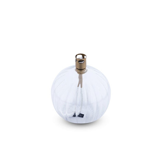 Lampe à huile ronde S en laiton ciselé avec verre soufflé striée Peri Living