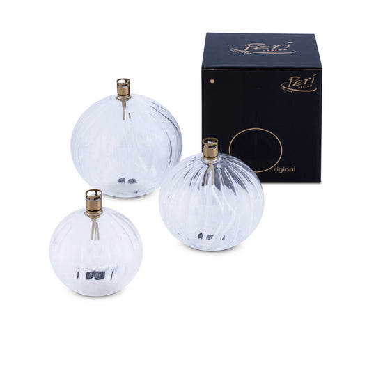 Luminaire huile design boule laiton finition premium diffuseur lumière douce