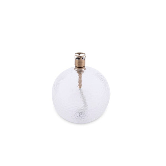 Lampe à huile ronde S en laiton martelé avec verre soufflé, design épuré Peri Living