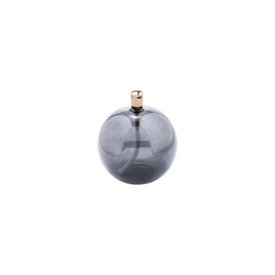 Lampe à huile ronde M Peri Living en verre fumé avec monture laiton, mèche fibre de verre