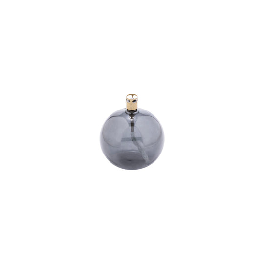 Lampe à huile ronde S Peri Living en verre fumé avec monture en laiton smoke, design épuré pour table et terrasse