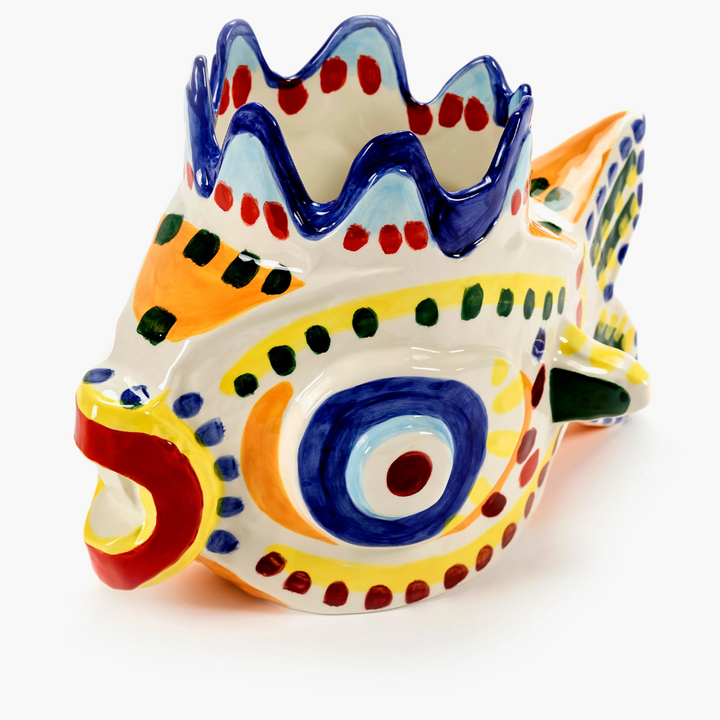 Détail artistique vase Sicily motifs Testa di Moro multicolores