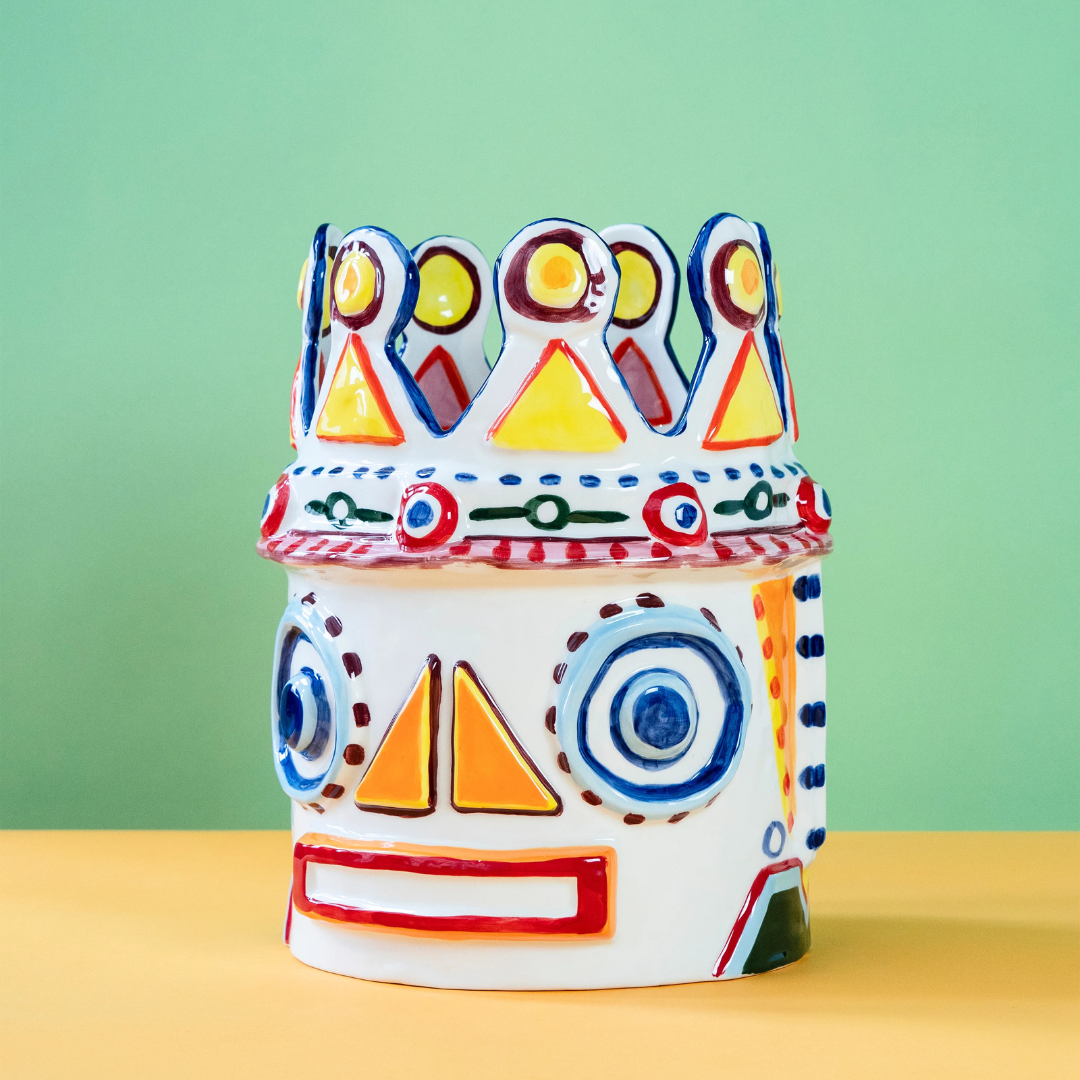 Vase décoratif terre cuite émaillée Ottolenghi collection Sicily teintes vibrantes