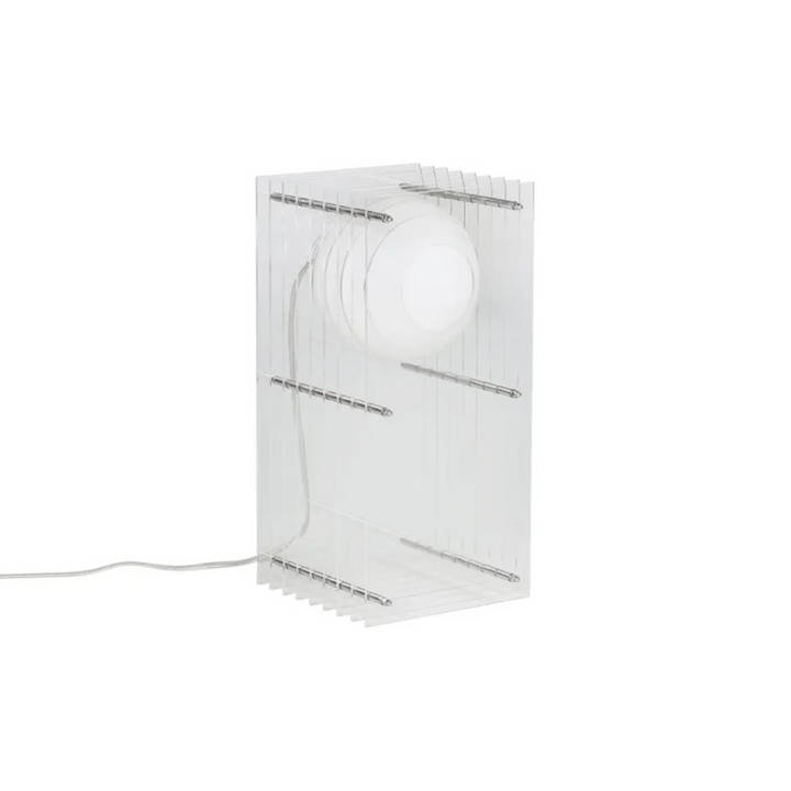 Lampe à poser Lop Small Rectangle de Bang avec structure transparente et design minimaliste moderne
