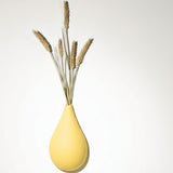 Soliflore mural Goutte de Terre Monochromic en céramique jaune citrus, design artisanal