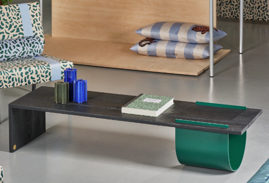 Table basse haut de gamme Babel Brune avec veines du bois apparentes