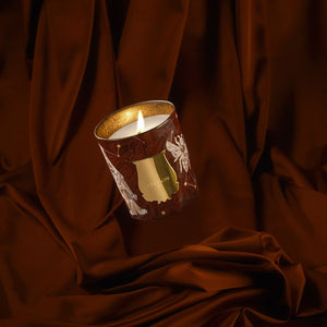 Verre doré illustré par Brecht Evens pour la bougie Trudon Libra