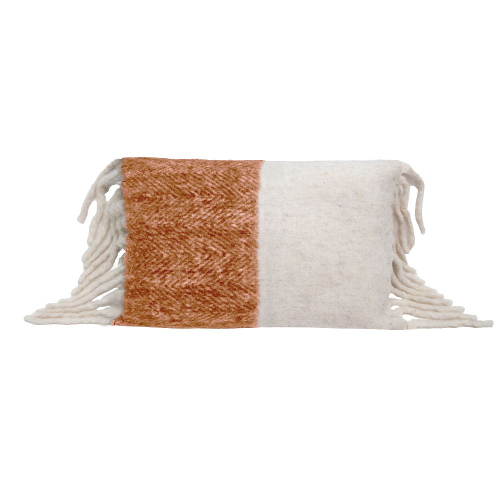 Van 40x60cm Biscuit and White Two-Tone Wool Cushion - Bed and Philosophy