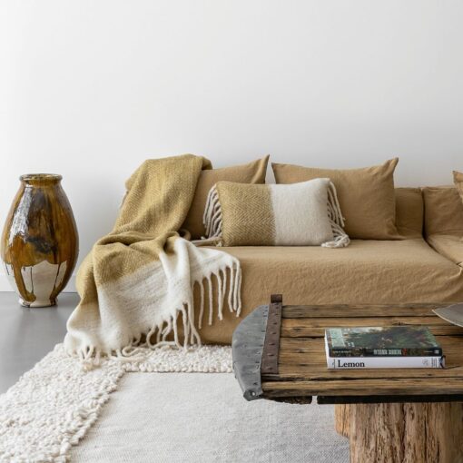 Coussin Van 40x60cm en Laine Bicolore Bronze et blanc - Bed and Philosophy - Maison Archibald