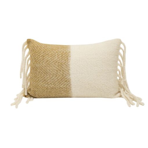 Coussin Van bicolore bronze et blanc 40x60cm en laine Bed and Philosophy vue de face