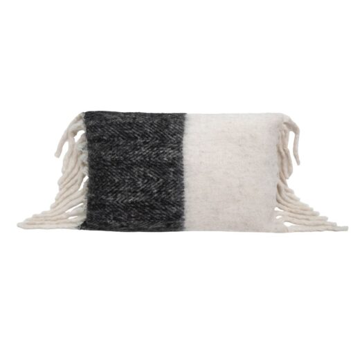 Coussin Van 40x60cm en Laine Bicolore noir et blanc - Bed and Philosophy
