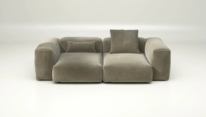 Canapé modulable Vetsak Set 02 en cord velours Kaki, ton naturel et moderne, Maison Archibald Rennes.
