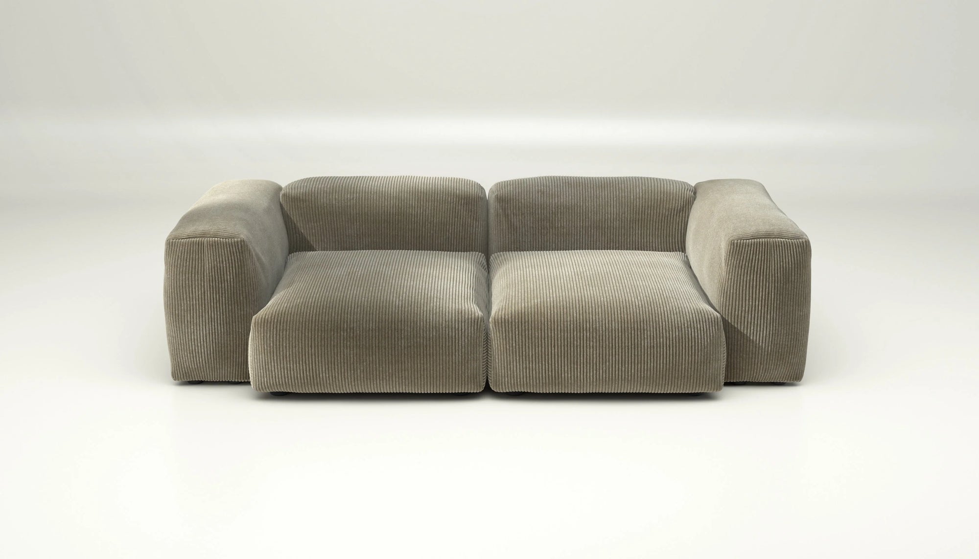 Canapé modulable Vetsak Set 02 en cord velours Kaki, ton naturel et moderne, Maison Archibald Rennes.