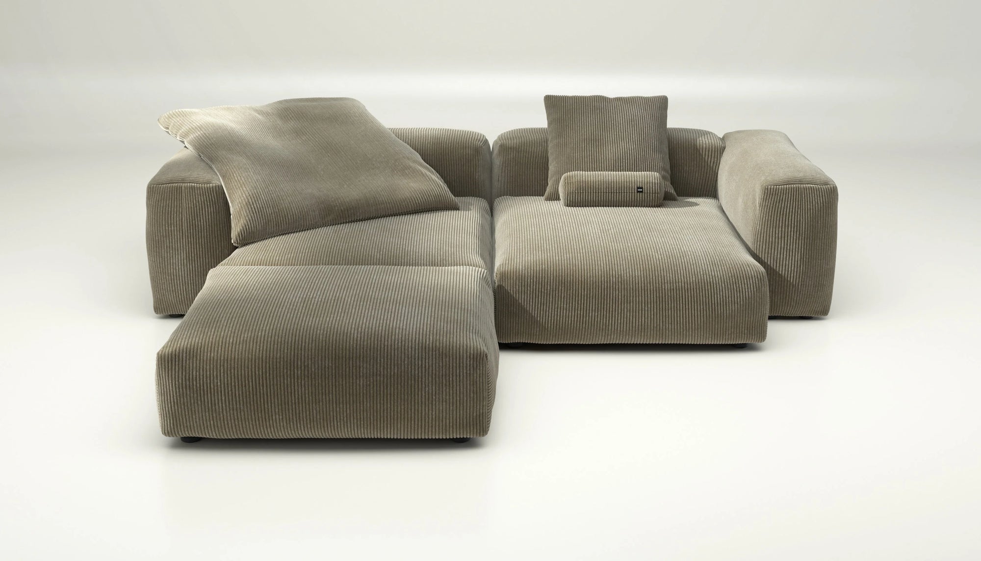 Canapé modulable Vetsak Set 03 en cord velours Kaki, style naturel et contemporain, Maison Archibald Rennes.