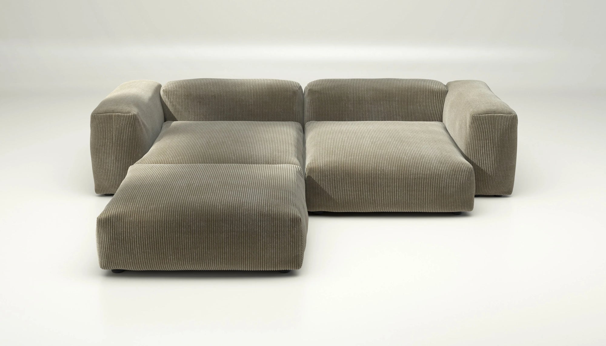 Canapé modulable Vetsak Set 03 en cord velours Kaki, style naturel et contemporain, Maison Archibald Rennes.