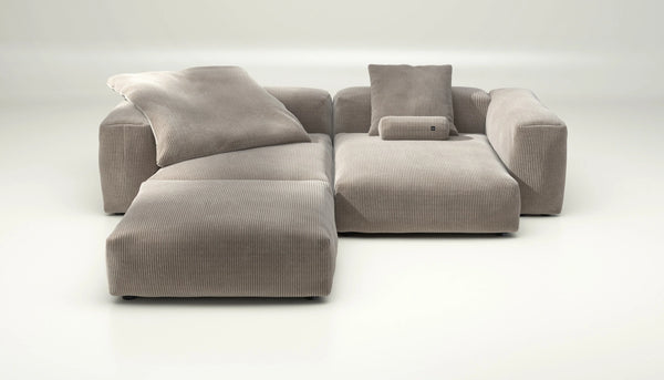 Sofa Vetsak Set 03 en cord velours Platinium, design élégant gris clair, Maison Archibald France.
