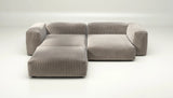 Sofa Vetsak Set 03 en cord velours Platinium, design élégant gris clair, Maison Archibald France.