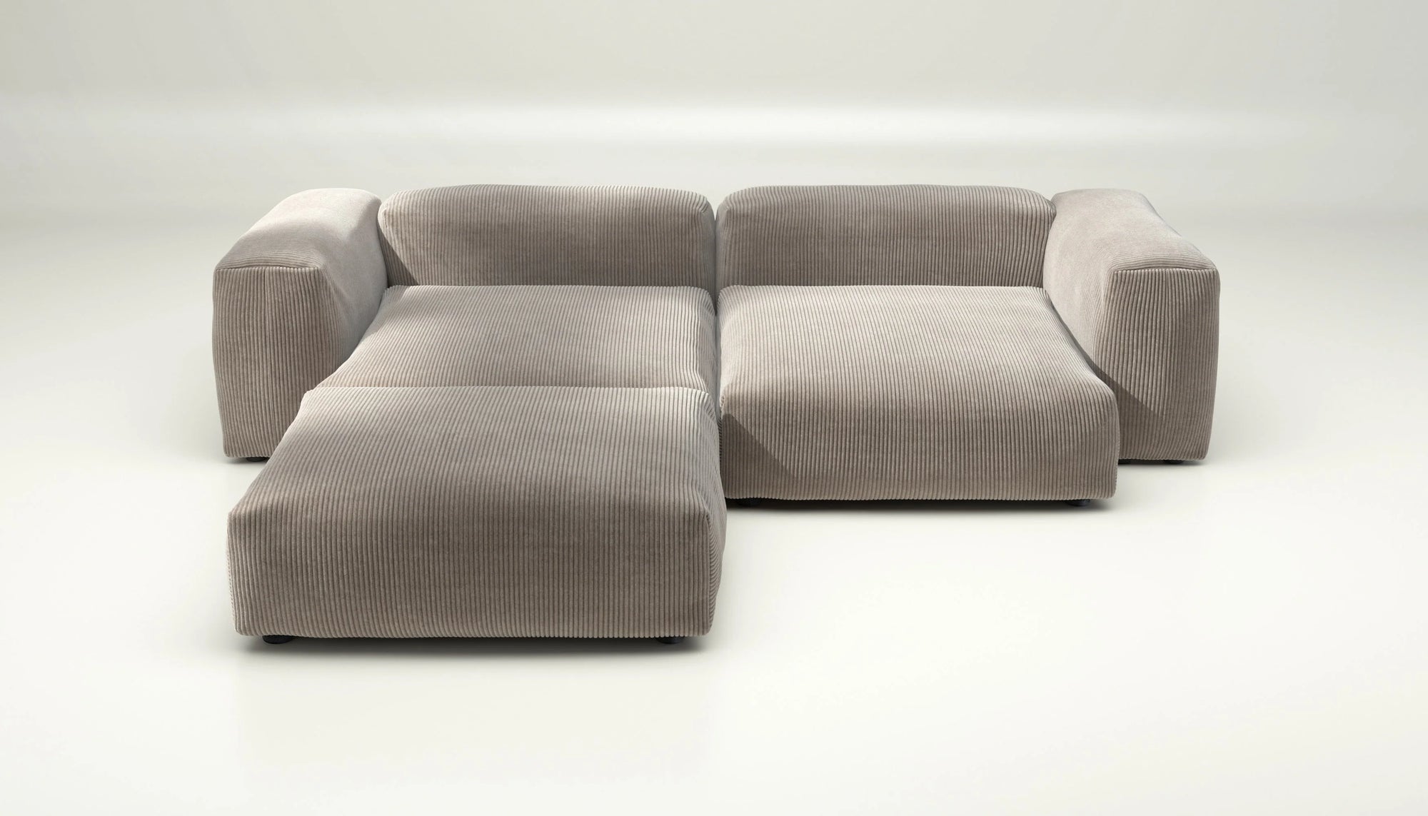 Sofa Vetsak Set 03 en cord velours Platinium, design élégant gris clair, Maison Archibald France.